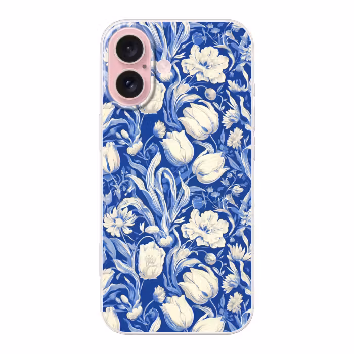 Telefoonhoesje - Bloemen - Delfts Blauw - Patroon - Tulp