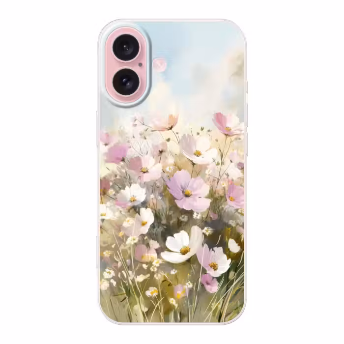 Telefoonhoesje - Bloemenveld - Lichte tinten - Geschilderd