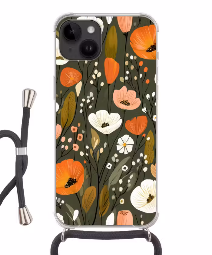 Telefoonhoesje crossbody - Bloemen - Illustratie - Groen