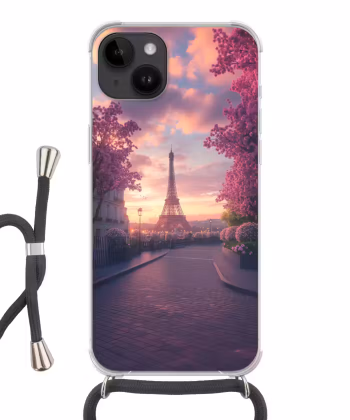 Telefoonhoesje crossbody - Eiffeltoren - Parijs - Roze