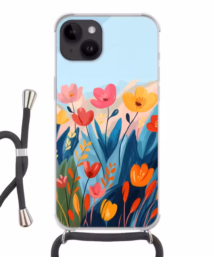 Telefoonhoesje crossbody - Illustratie - Bloemen - Kleurrijk