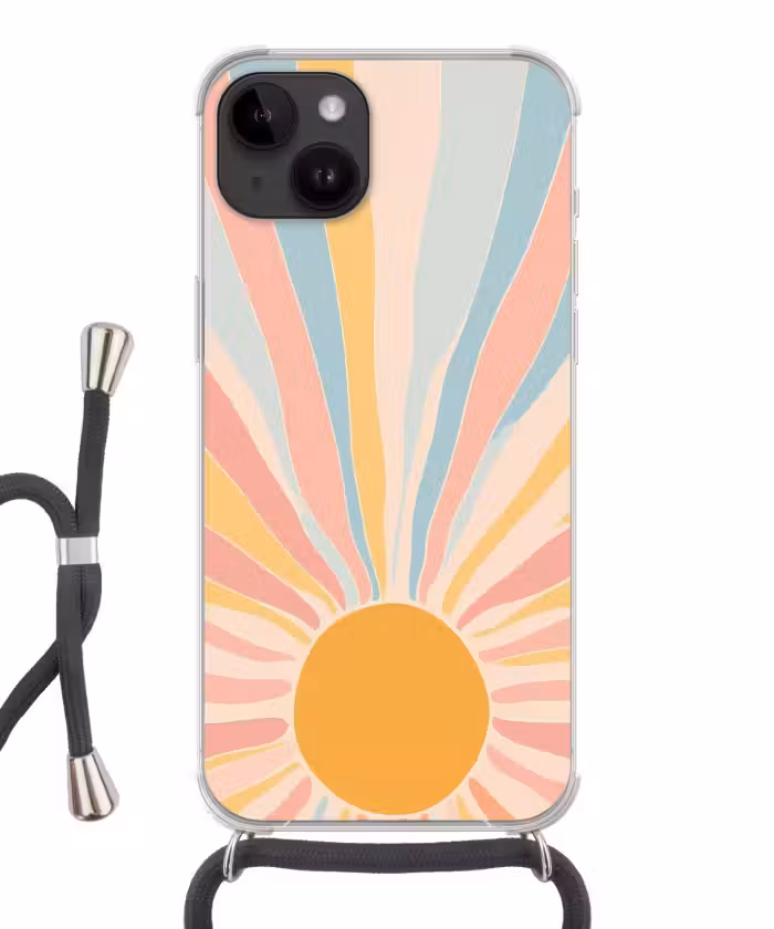 Telefoonhoesje crossbody - Illustratie - Zon - Pastelkleuren
