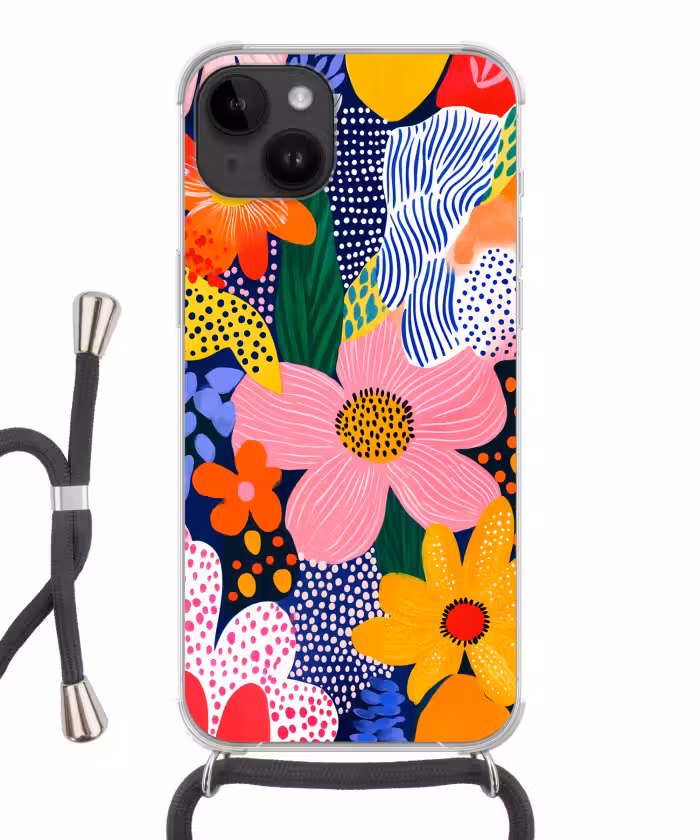 Telefoonhoesje crossbody - Kleurrijk - Bloemen - Abstract - Stippen