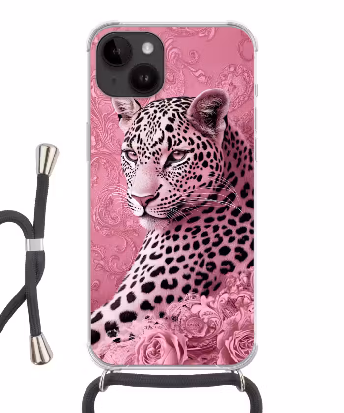 Telefoonhoesje crossbody - Panter - Luxe - Roze