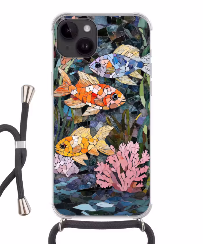 Telefoonhoesje crossbody - Vissen - Koraal - Zee - Mozaïek