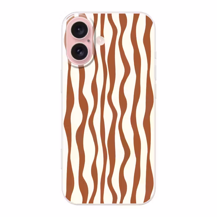 Telefoonhoesje - Golvende lijnen - Strepen - Beige - Bruin