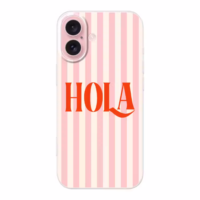 Telefoonhoesje - Hola - Quote -  Strepen - Pastel - Roze - Rood - Wit