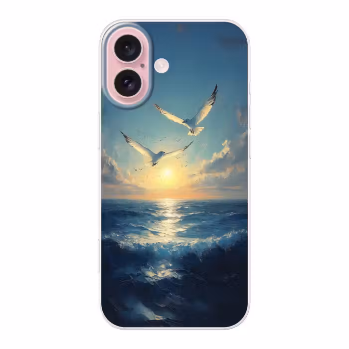 Telefoonhoesje - Meeuwen - Zee - Wolken -Blauw