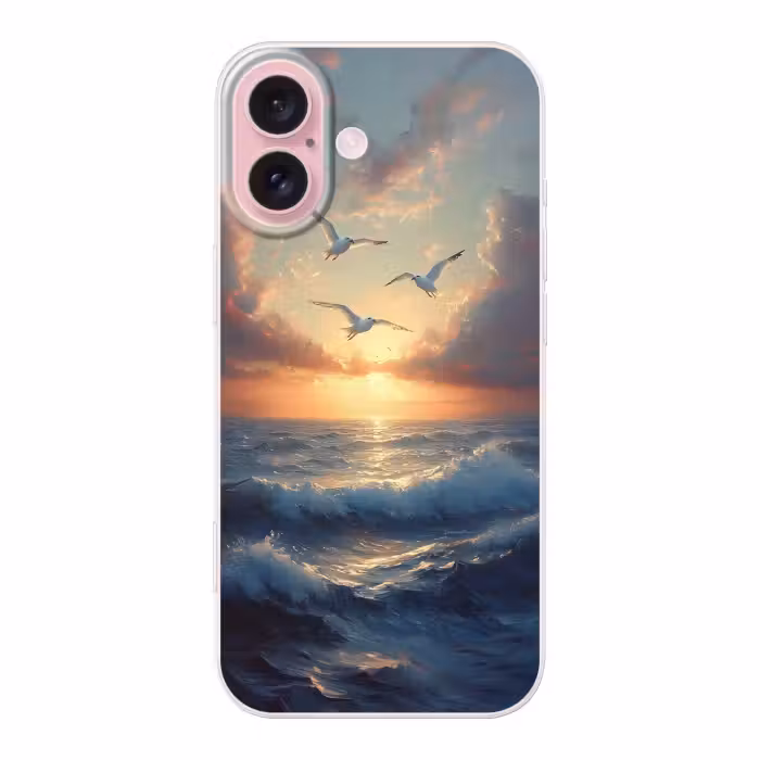 Telefoonhoesje - Meeuwen - Zonsondergang - Zee - Wolken