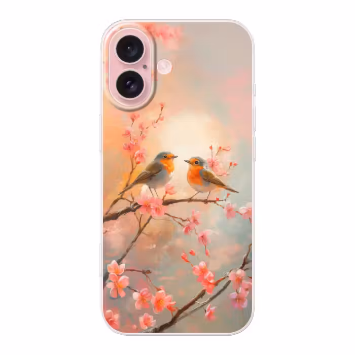 Telefoonhoesje - Roodborstjes - Sierlijk - Bloesemtak