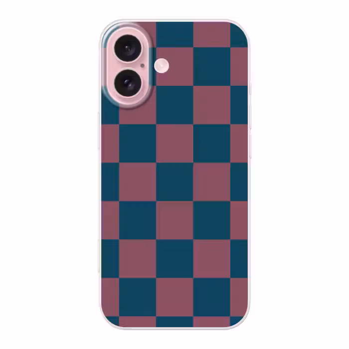 Telefoonhoesje - Schaakbord print - Blauw - Rood - Blokjes
