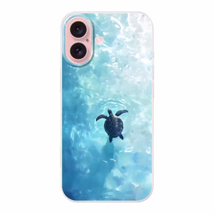 Telefoonhoesje - Schildpad - Zee - Blauw - Schittering