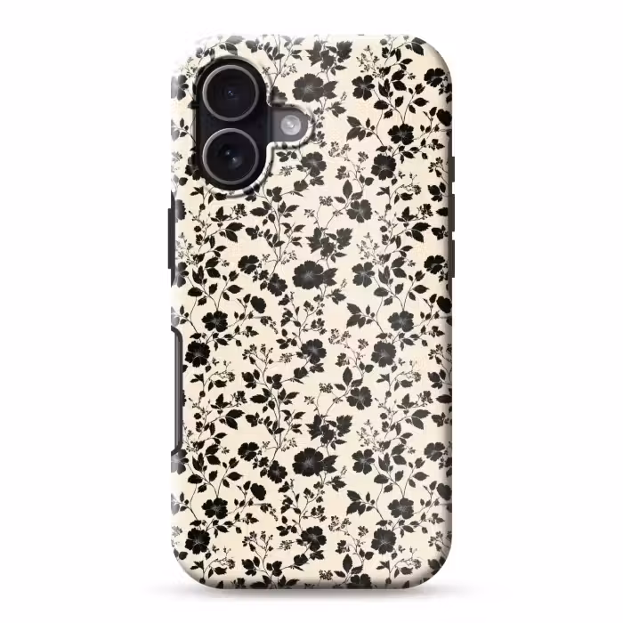 Telefoonhoesje Toughcase - Bloemen - Dessin - Zwart