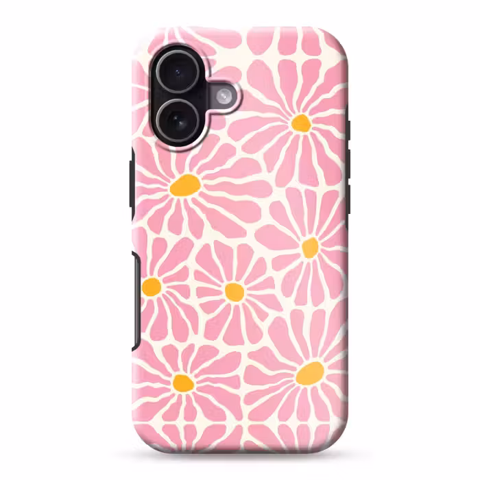 Telefoonhoesje Toughcase - Bloemen - Patroon - Roze - Beige - Oranje