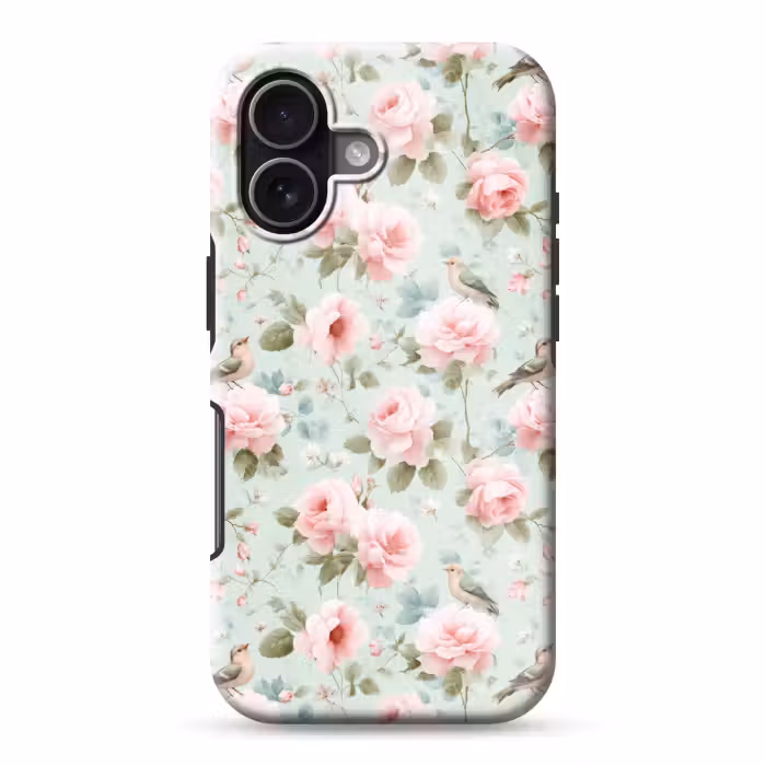 Telefoonhoesje Toughcase - Rozen - Vogels - Pastel - Kleurrijk