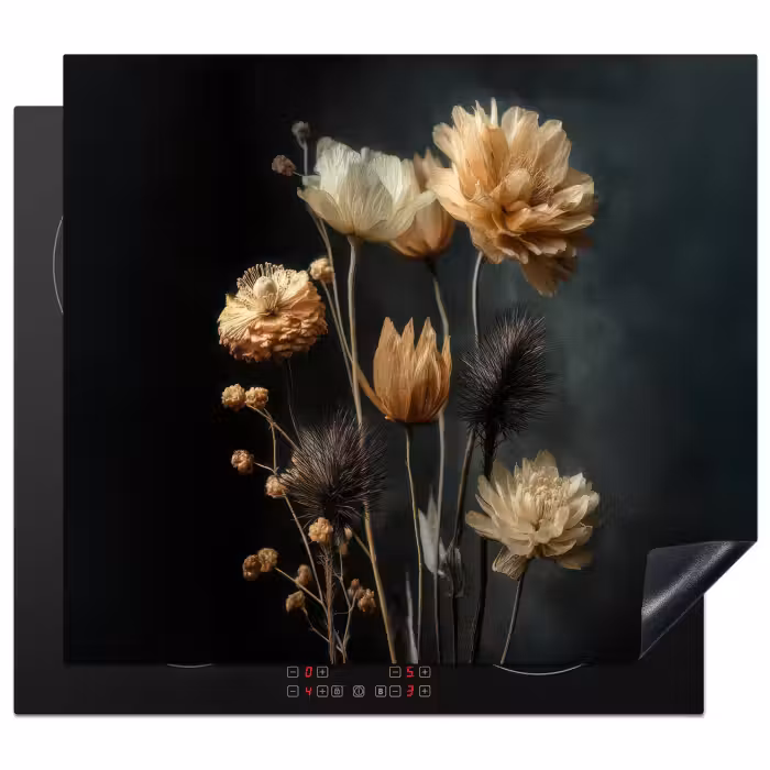 Inductie beschermer - Boeket - Bloemen - Licht - Zwart