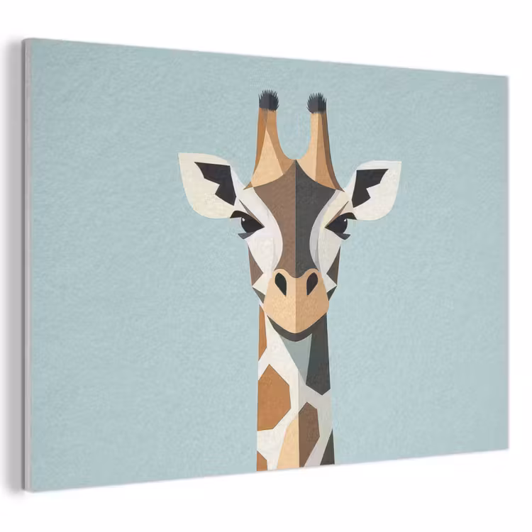 Akoestisch schilderij - Giraffe - Illustratie - Bruin - Minimalistisch — 1