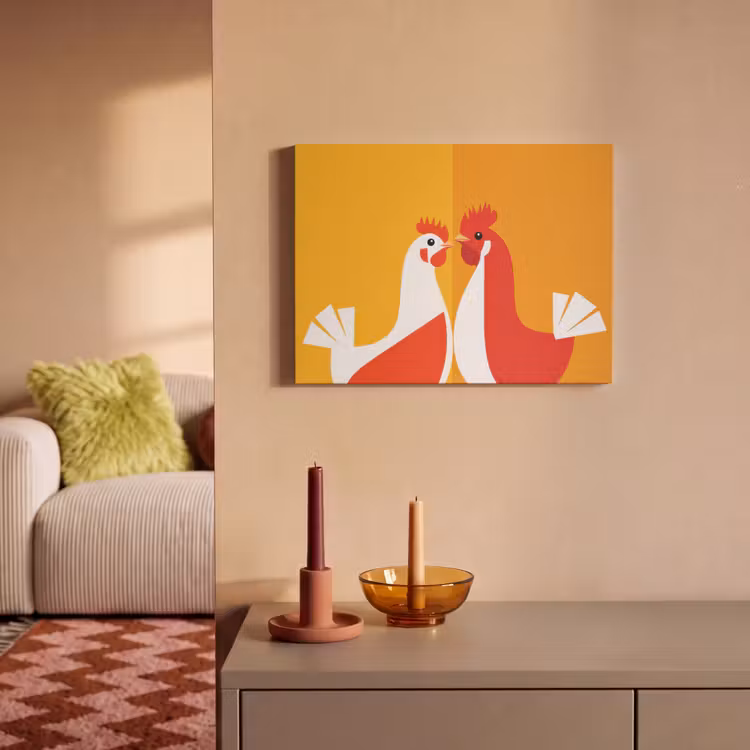 Akoestisch schilderij - Kippen - Oranje - Vlakken — 2