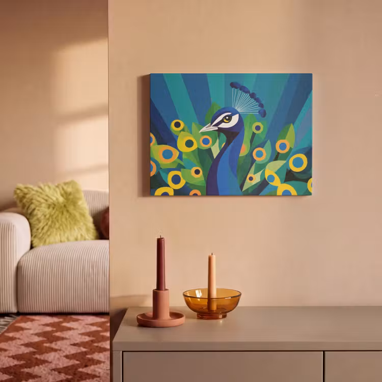 Akoestisch schilderij - Pauw - Cirkels - Blauw — 2