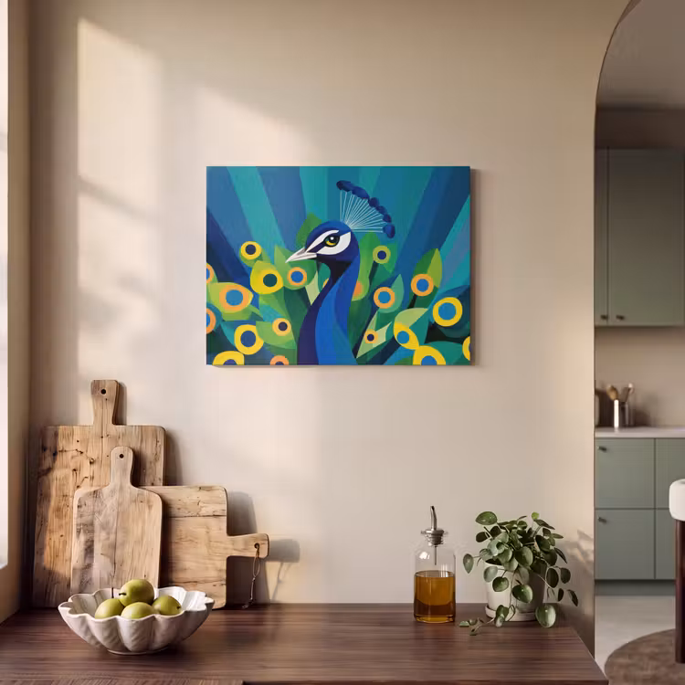Akoestisch schilderij - Pauw - Cirkels - Blauw — 3