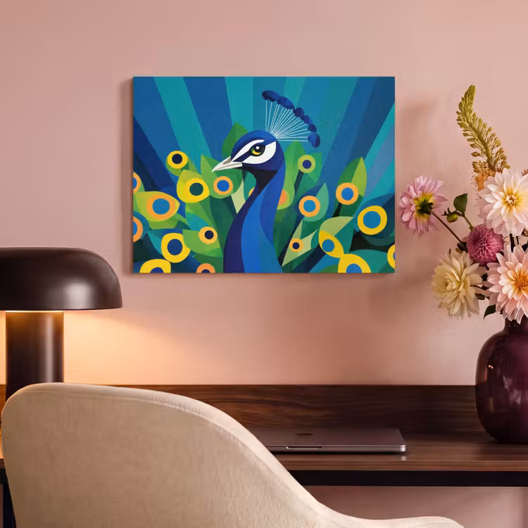 Akoestisch schilderij - Pauw - Cirkels - Blauw — 4
