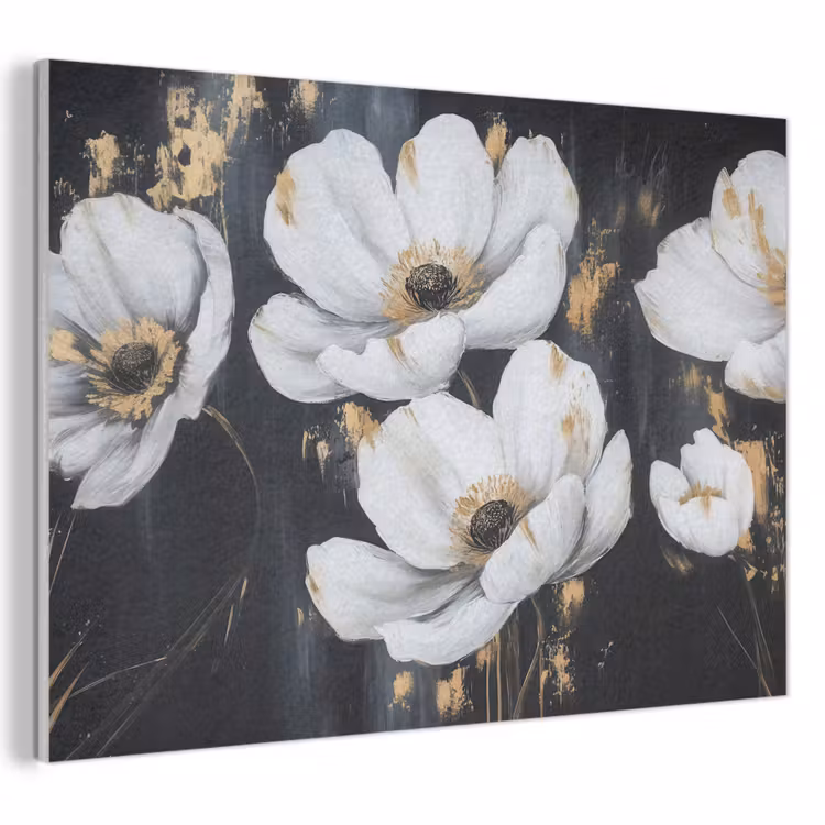 Akoestisch schilderij - Bloemen - Wit - Abstract — 1
