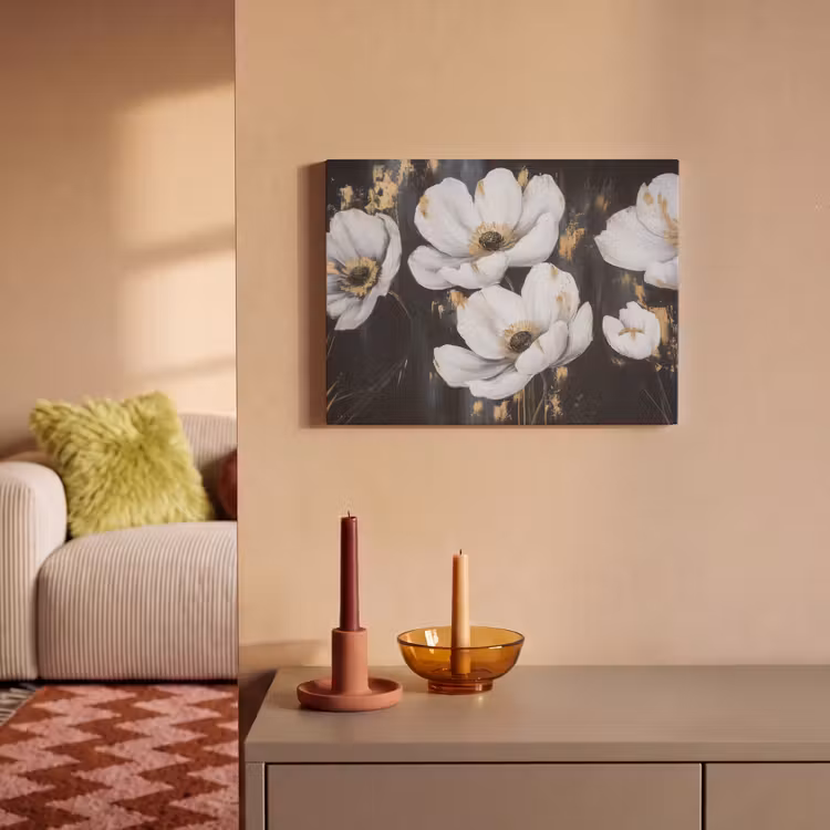 Akoestisch schilderij - Bloemen - Wit - Abstract — 2