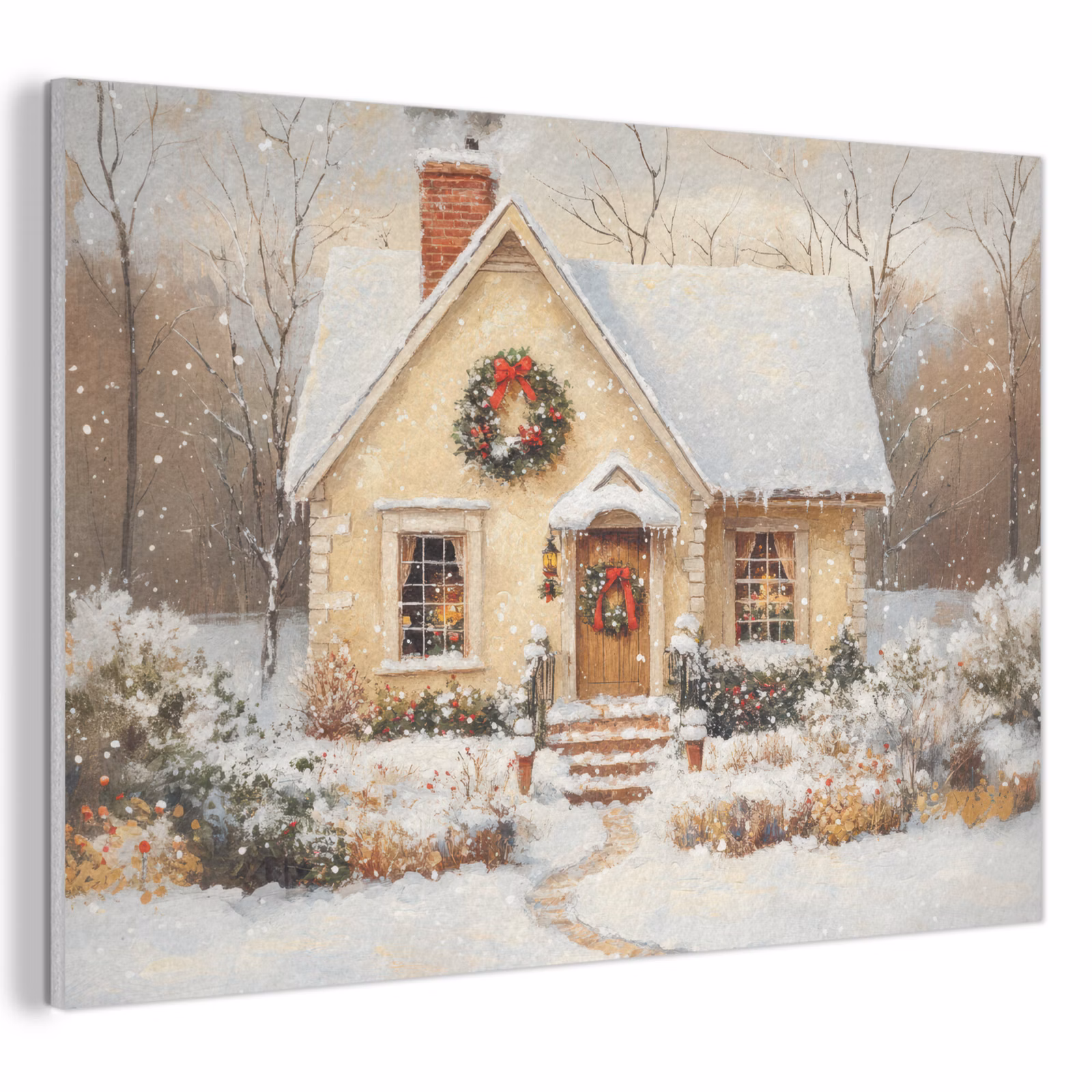 Akoestisch schilderij - Kerst - Huis - Winter - Sneeuw — 1