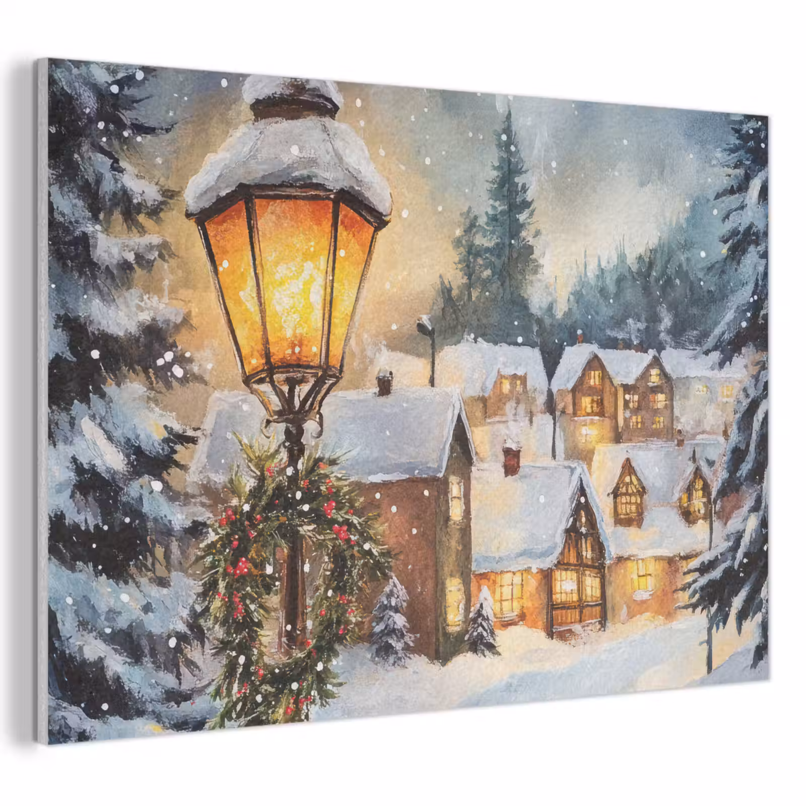 Akoestisch schilderij - Kerstdorp - Huizen - Sneeuw - Kerst — 1
