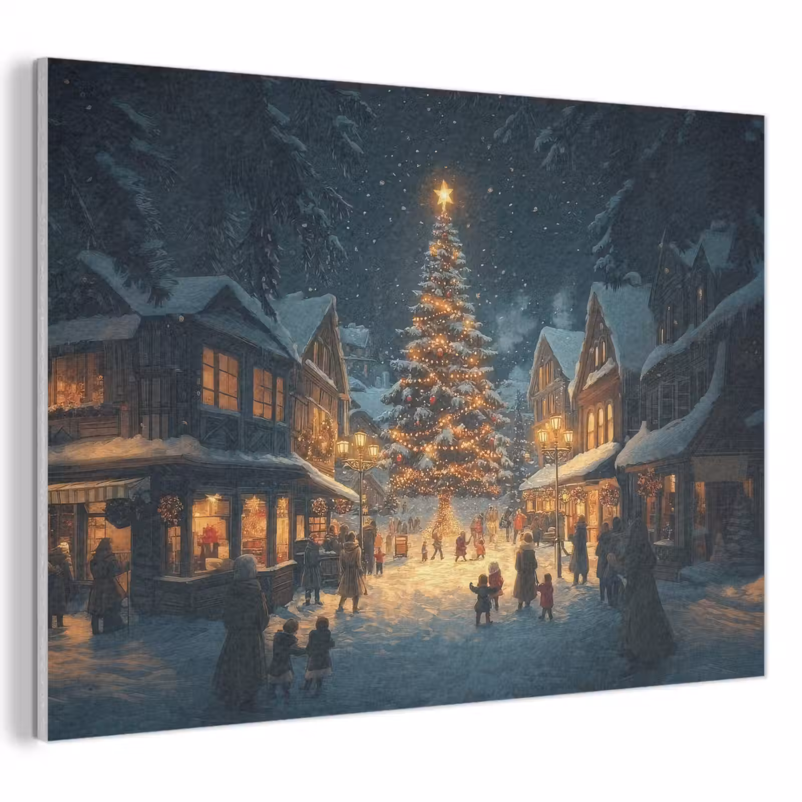 Akoestisch schilderij - Kerstfeest - Dorp - Donker — 1