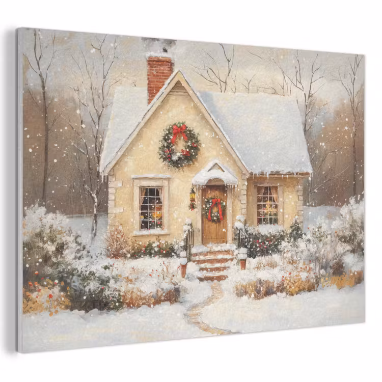Akoestisch schilderij - Kerst - Huis - Winter - Sneeuw — 1