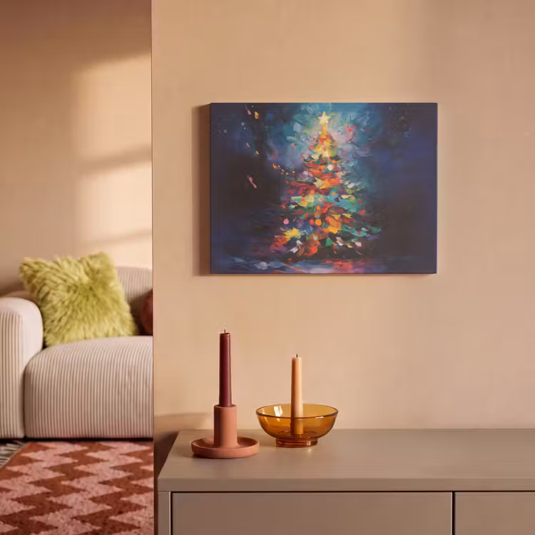 Akoestisch schilderij - Kerstboom - Kerst - Abstract - Kleurrijk — 2