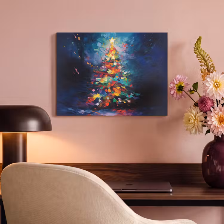 Akoestisch schilderij - Kerstboom - Kerst - Abstract - Kleurrijk — 4