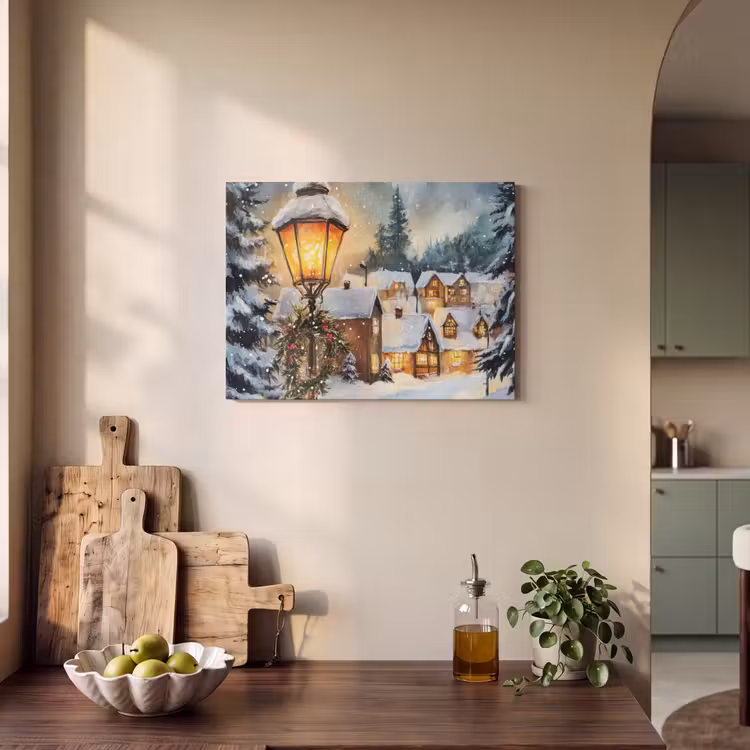 Akoestisch schilderij - Kerstdorp - Huizen - Sneeuw - Kerst — 3