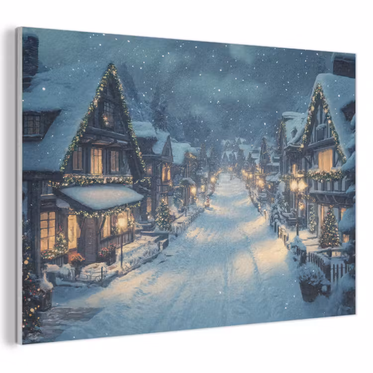 Akoestisch schilderij - Kerstdorp - Kerst - Sneeuw - Winter — 1