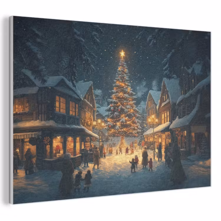 Akoestisch schilderij - Kerstfeest - Dorp - Donker — 1
