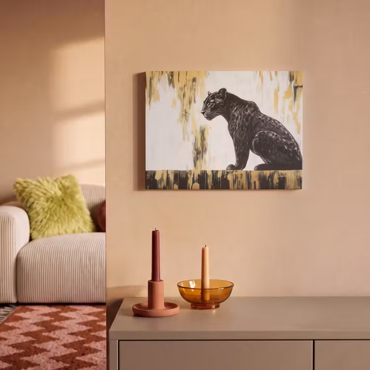 Akoestisch schilderij - Panter - Zwart - Abstract - Goud — 2
