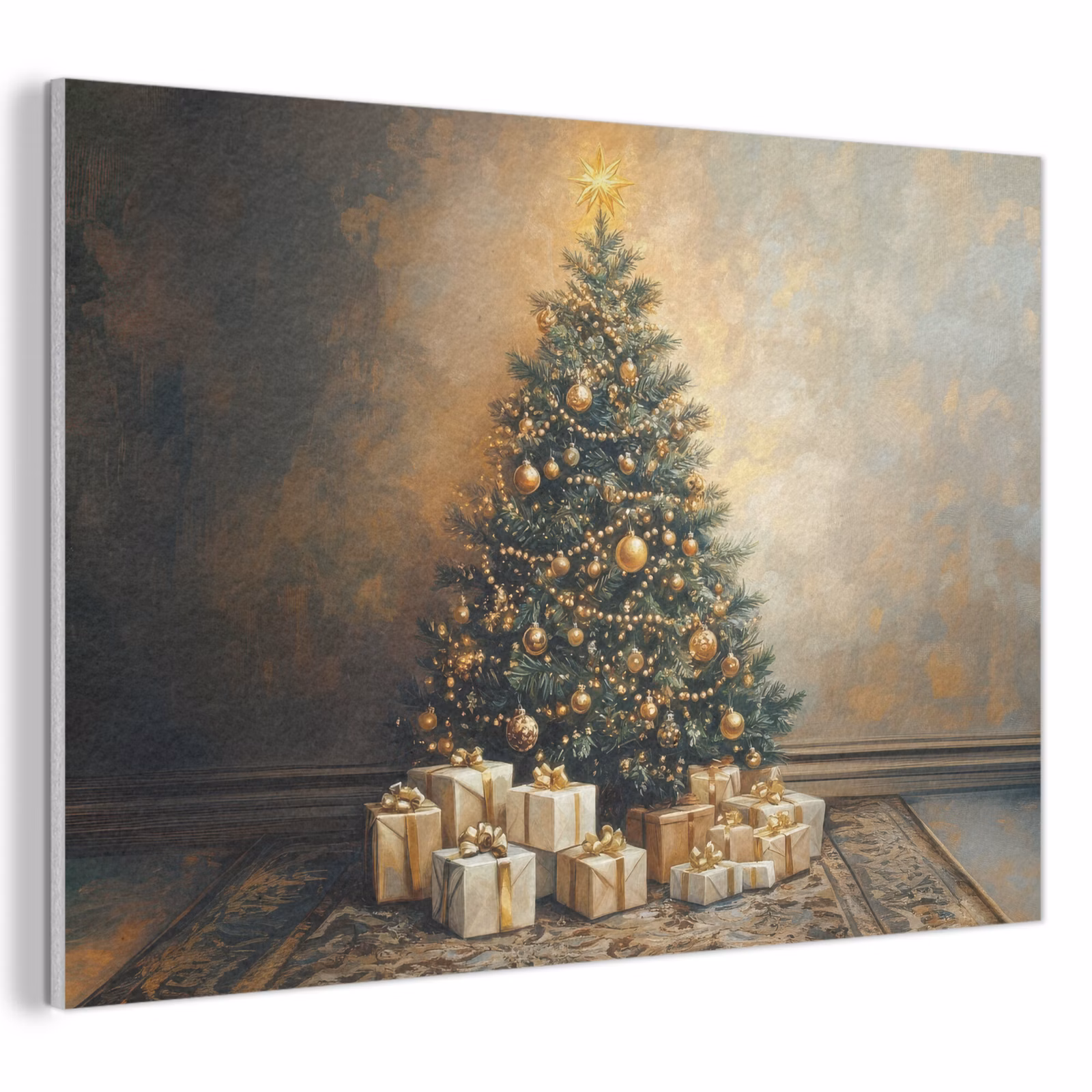 Akoestisch schilderij - Kerstboom - Cadeaus - Goud — 1