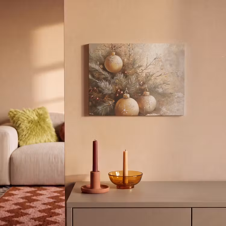 Akoestisch schilderij - Kerst - Kerstballen - Beige - Goud — 2