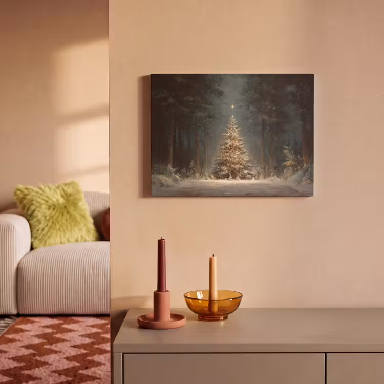 Akoestisch schilderij - Kerstboom - Bos - Sneeuw - meerkleurig — 2