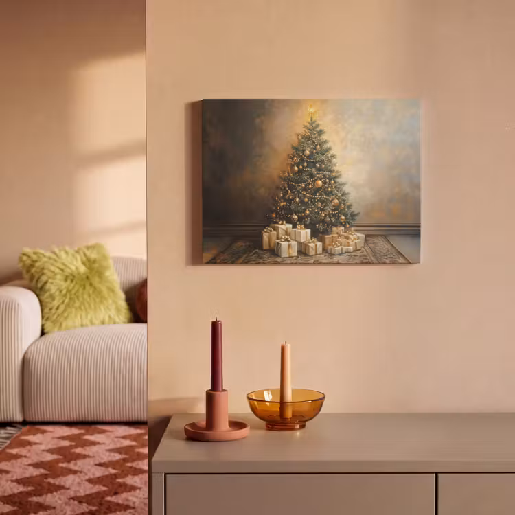 Akoestisch schilderij - Kerstboom - Cadeaus - Goud — 2