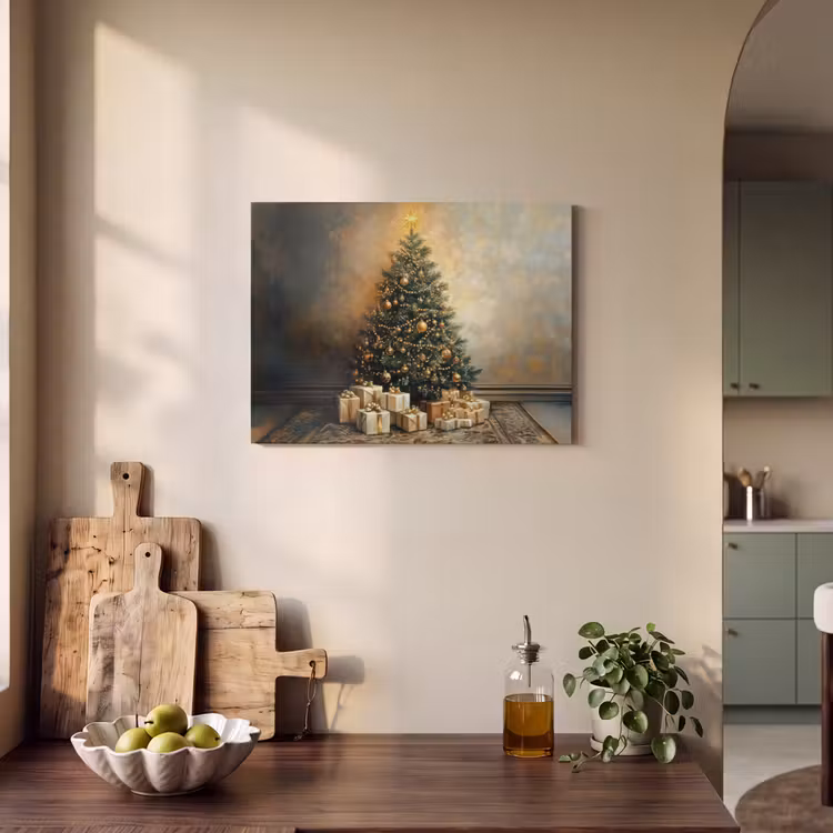 Akoestisch schilderij - Kerstboom - Cadeaus - Goud — 3