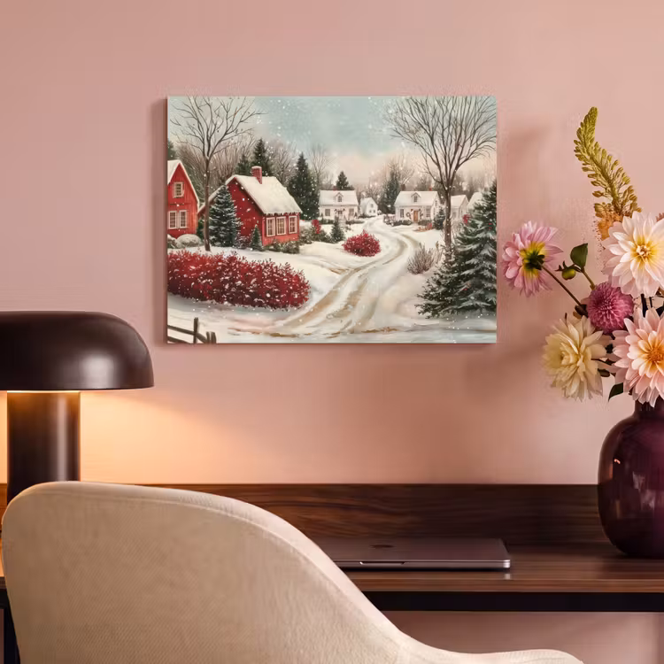 Akoestisch schilderij - Kerstsfeer - Landelijk - Rood — 4