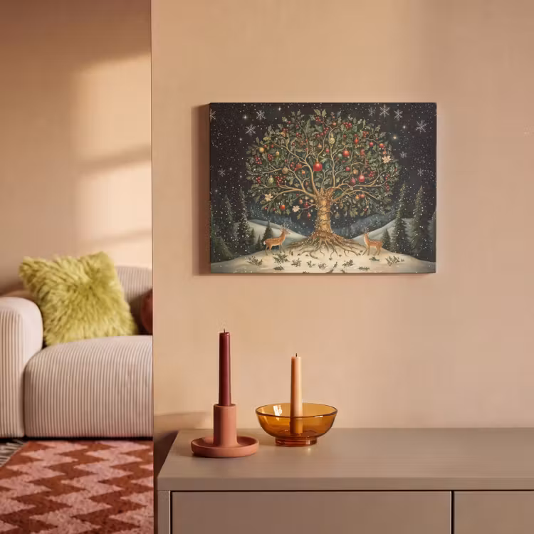 Akoestisch schilderij - Feestboom - Winterhemel - Kleurrijk — 2