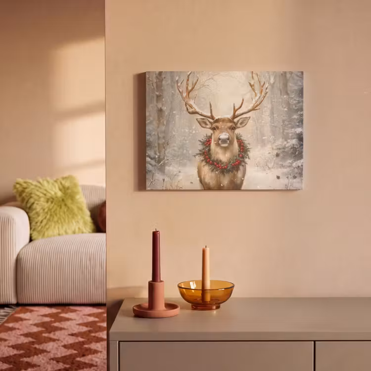 Akoestisch schilderij - Kerst - Rendier - Winter - Krans — 2