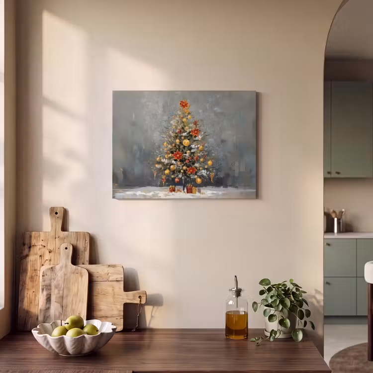 Akoestisch schilderij - Kerstboom - Cadeaus - Rood - Goud — 3