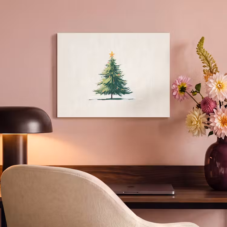 Akoestisch schilderij - Kerstboom - Illustratie - Ster - Sneeuw — 4