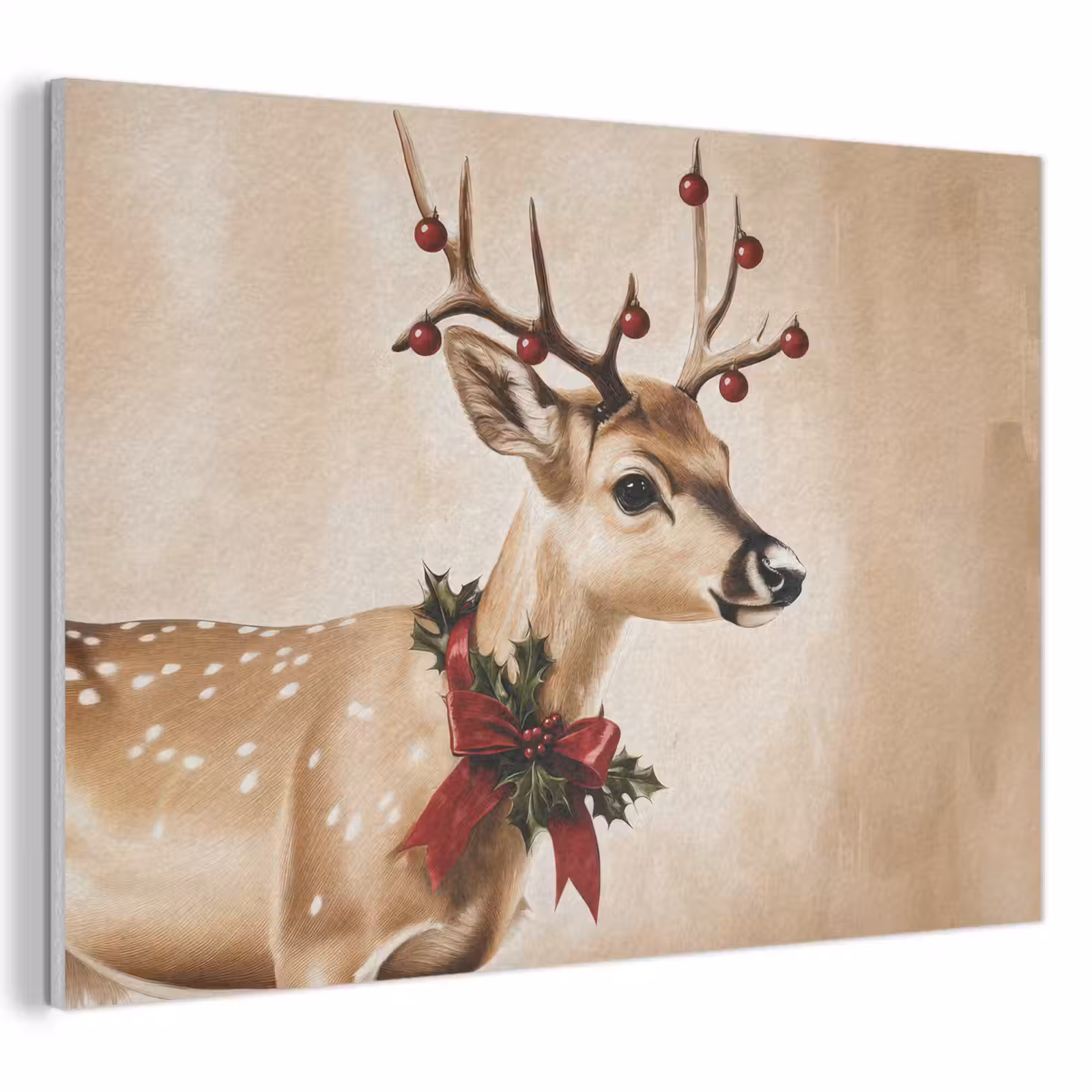 Akoestisch schilderij - Gewei - Kerst - Rendier - Rood — 1