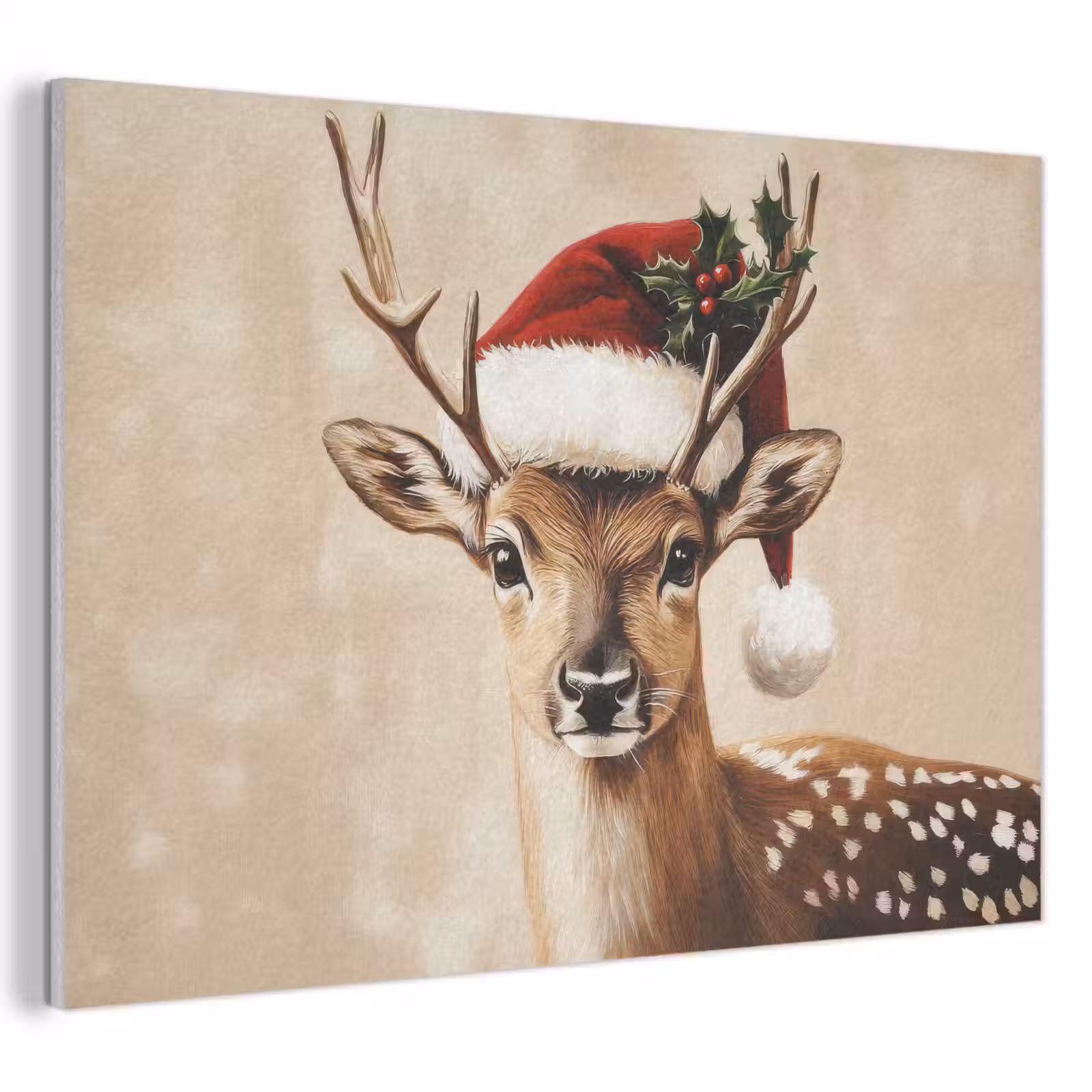 Akoestisch schilderij - Kerst - Hert - Gewei - Rood — 1