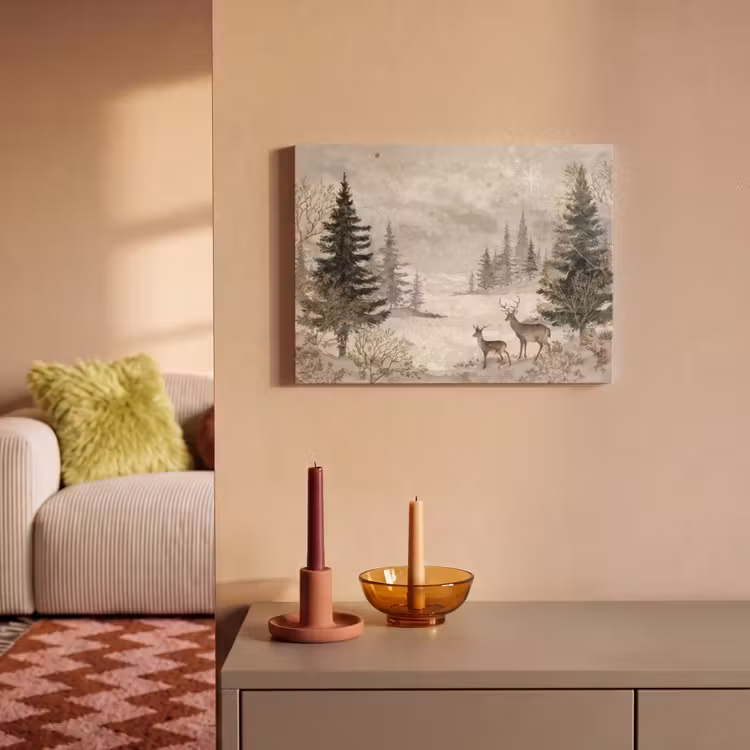 Akoestisch schilderij - Bos - Herten - Winter - Sneeuw — 2